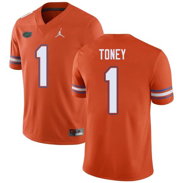 NCAA Florida Gators Kadarius Toney Men's #1 Jordan Brand Orange Stitched Authentic College Football Jersey HOV7564LG